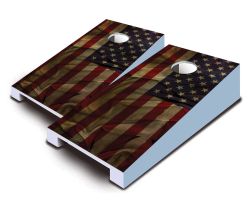 "Realistic Antique American Flag" Tabletop Cornhole Set